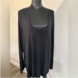Halogen Women’s Black V-Neck Long Sleeve Tee XL